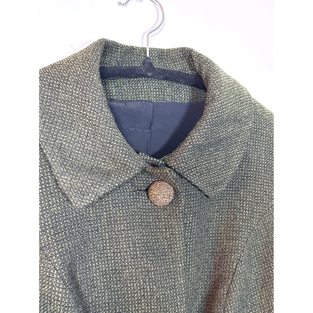 1960's Zelinka Matlick Wool blend dark green tweed cropped jacket Jackie O Small